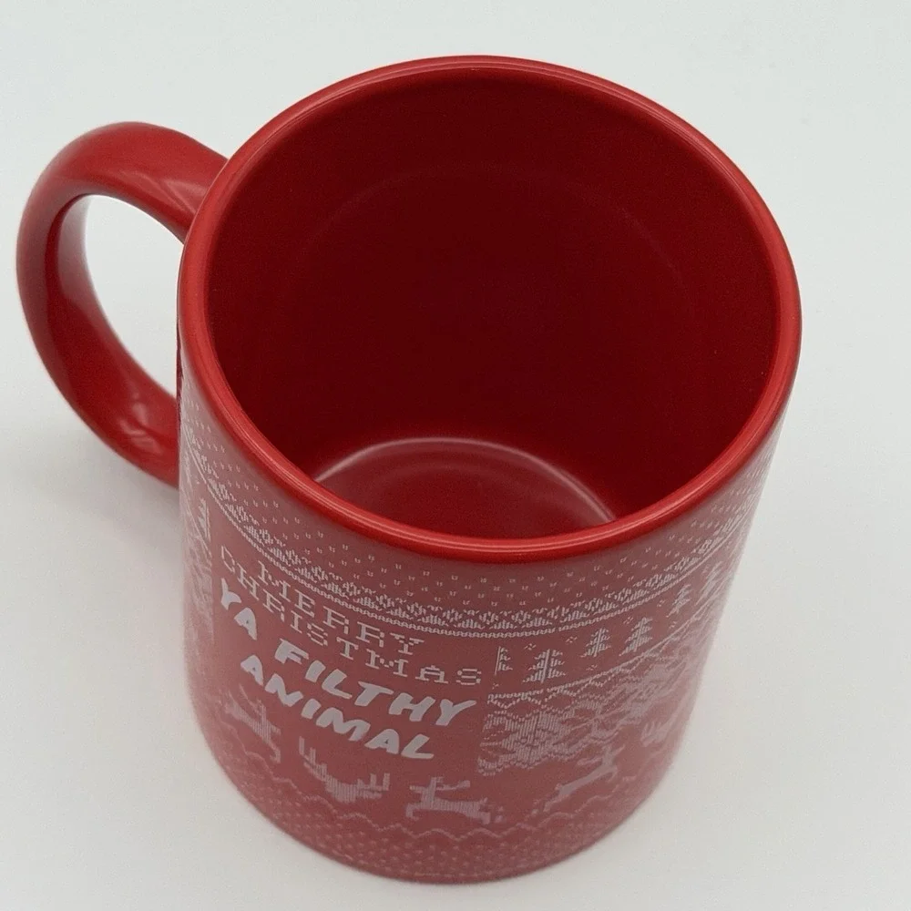 Typo Merry Christmas Ya Filthy‎ Animal Red Stoneware Mug Holiday Coffee Cup 12oz